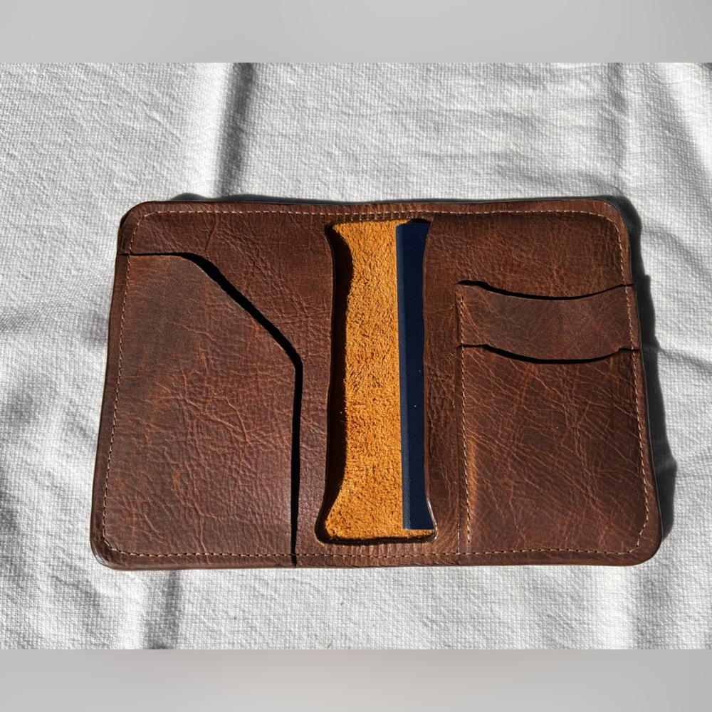Handmade leather passport cover